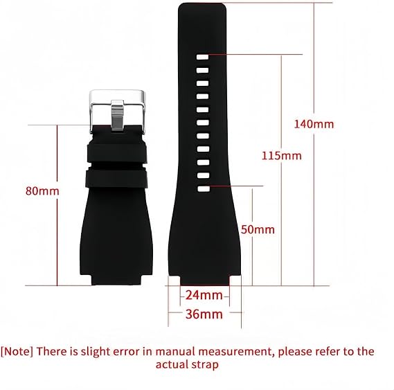 Soft Silicone Rubber Watch Strap 35mm Replacement Waterproof Sport Watch Band for Bell & Ross BR01/BR03