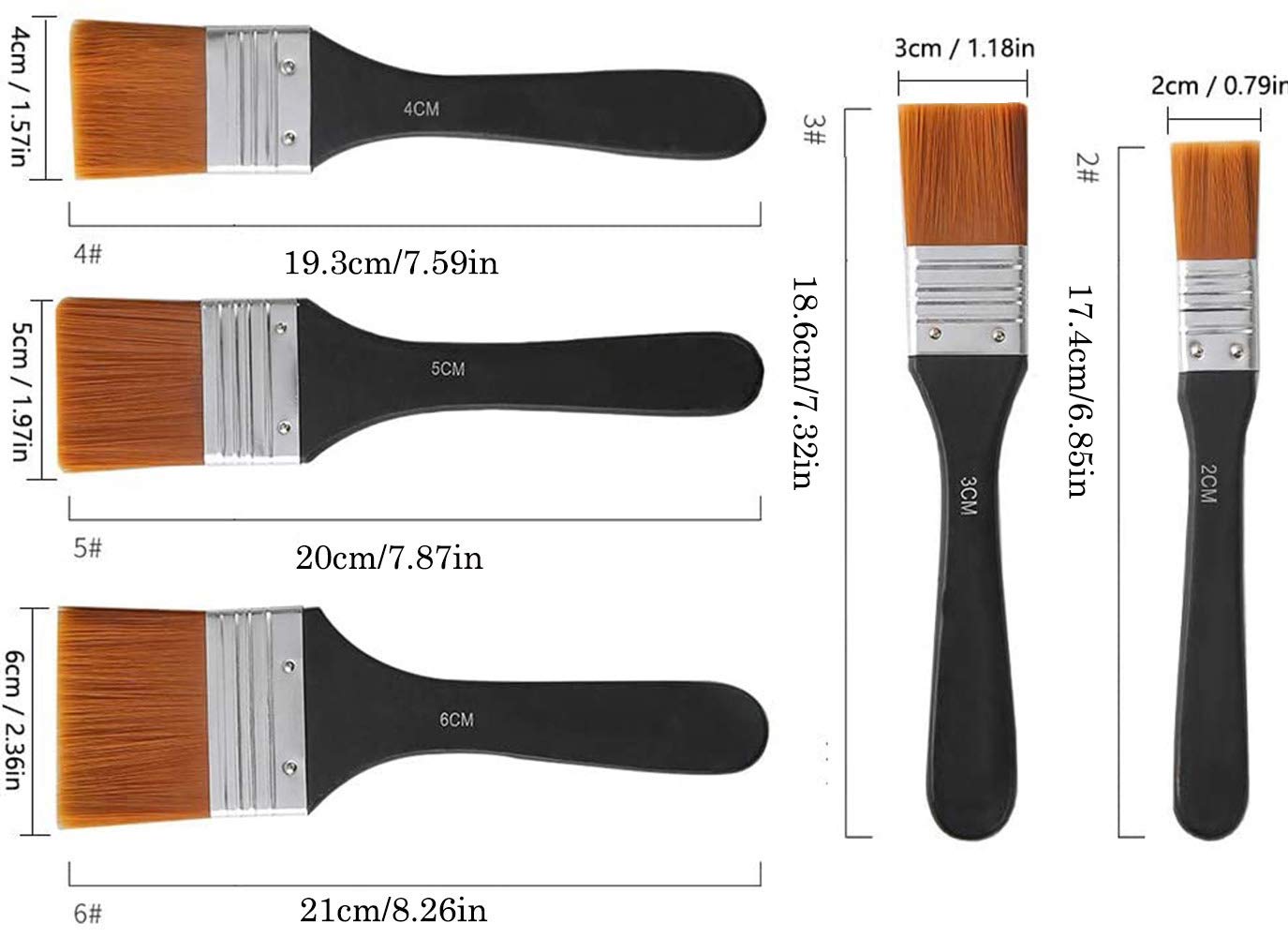 12 Pennelli Piatti 2,5 Cm Per Acrilico E Olio | Set Professionali Con Manico In Legno | Ideali Per Artisti E Principianti - 3