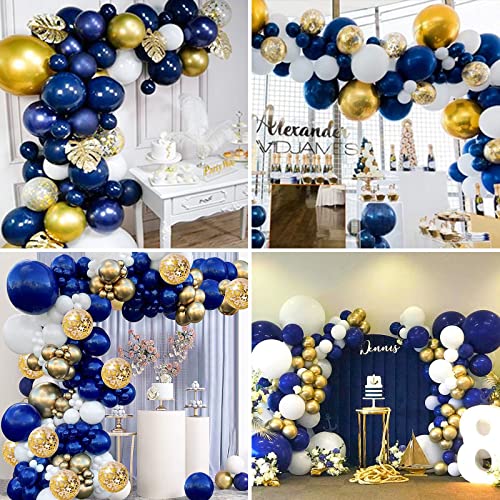 Image of CANREVEL 127pcs Navy Blue Gold Balloons Garland Kit White Gold Confetti Balloons Arch Kit for Birthday Party Baby Shower Wedding Graduation Prom Decorations