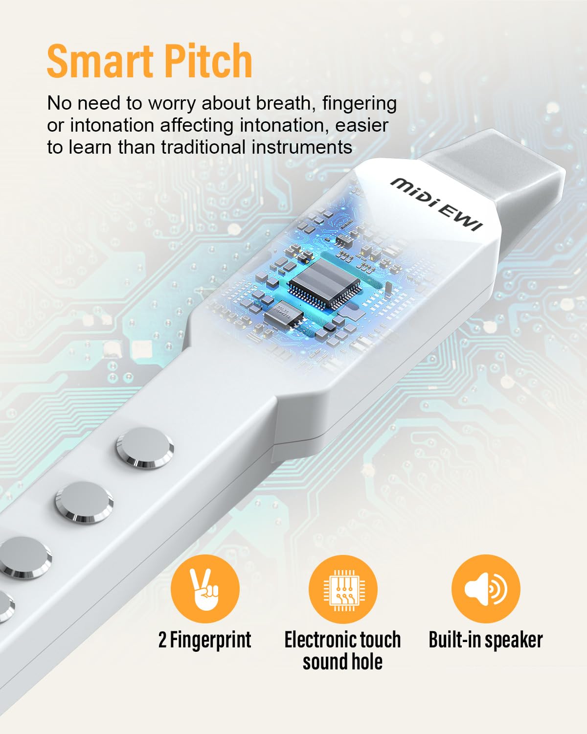 Digitales Blasinstrument Weiß MIDI-Bluetooth Elektronisches Blasinstrument Abnehmbare Düse Stromkabel 10 Instrumententöne