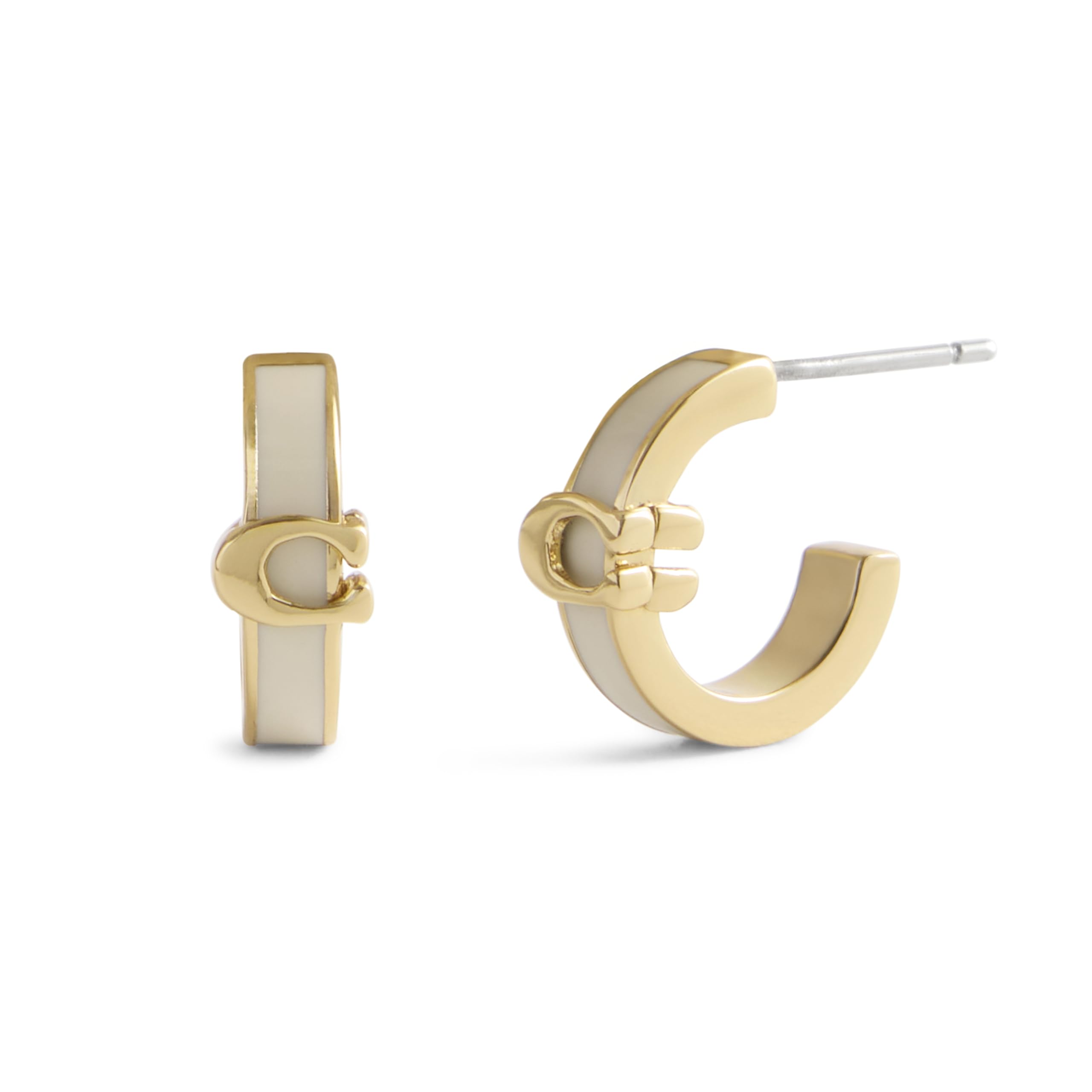 COACH Jewelry Women's Signature C Enamel Huggie Earrings