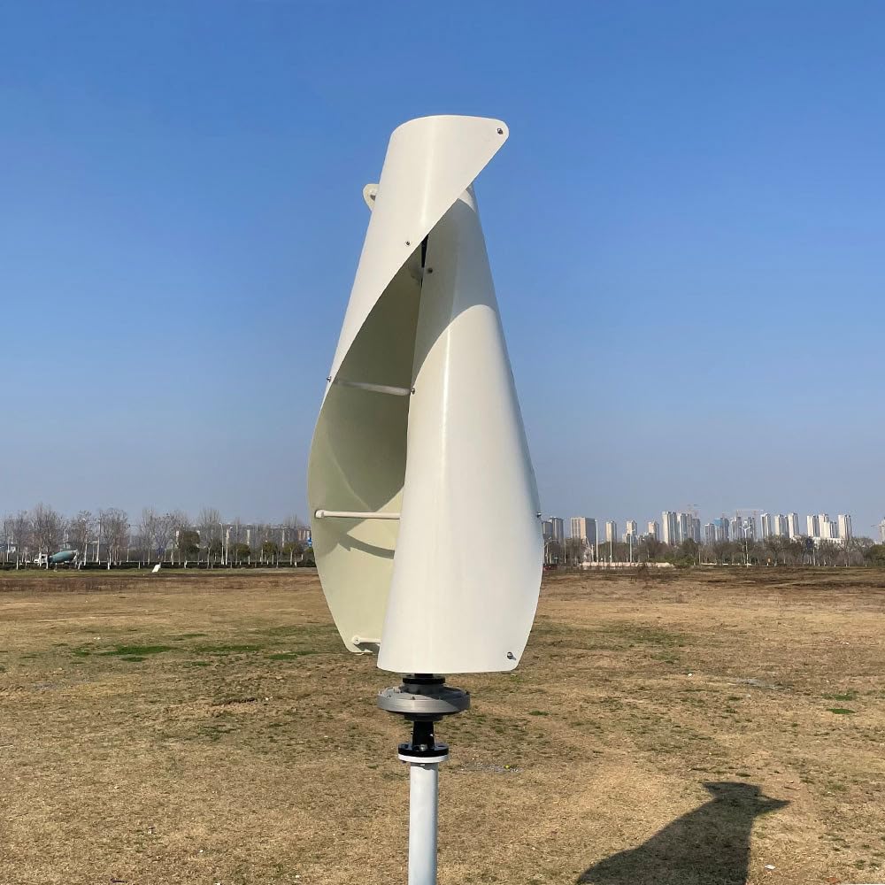 2000W Vertikale Windkraftanlagen Komplettanlage mit Netzgekoppelter Wechselrichter Netzkopplung Windturbinen VAWT Windgenerator 48V auf Einphasig 220/230VAC 50Hz ins Hausnetz