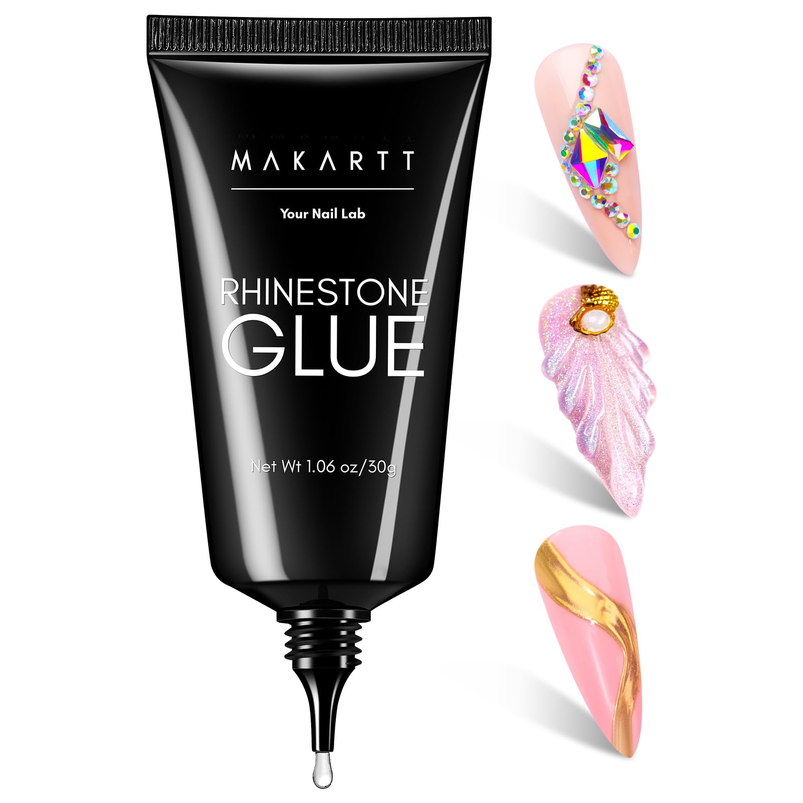 Makartt Nail Rhinestone Glue Gel - 30g Super Strong Adhesive Gel Nail Glue for 3D Glitters Gems Charms Crystals Beads Sequins Home DIY Salon
