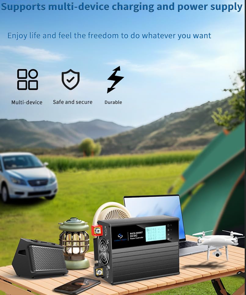 Xijia 12 V/24 V DC zu DC Ladegerät, Max 60 A Buck-Boost Power Controller, kompatibel mit LiFePO4-, Blei-Säure- und NMC-Batterien, für Wohnmobile und LKWs Backup-Batterieladung