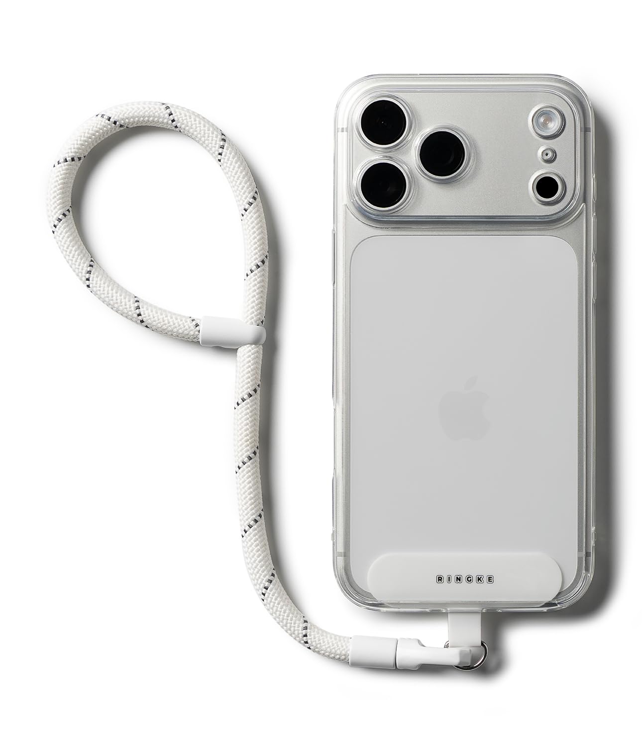 Ringke Holder Link Flow Hand Strap [P Type] with TPU Tether Tab, Adjustable Tangle-Free Polyester Sturdy Rope Wrist Loop Compatible with Universal Smartphone Case, etc. - Cloud White