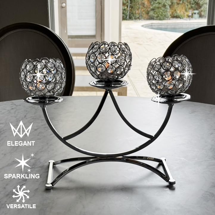 Image of Allgala 3-Arm Bowls Tealight Candelabra Candle Holder-Silver-HD89006