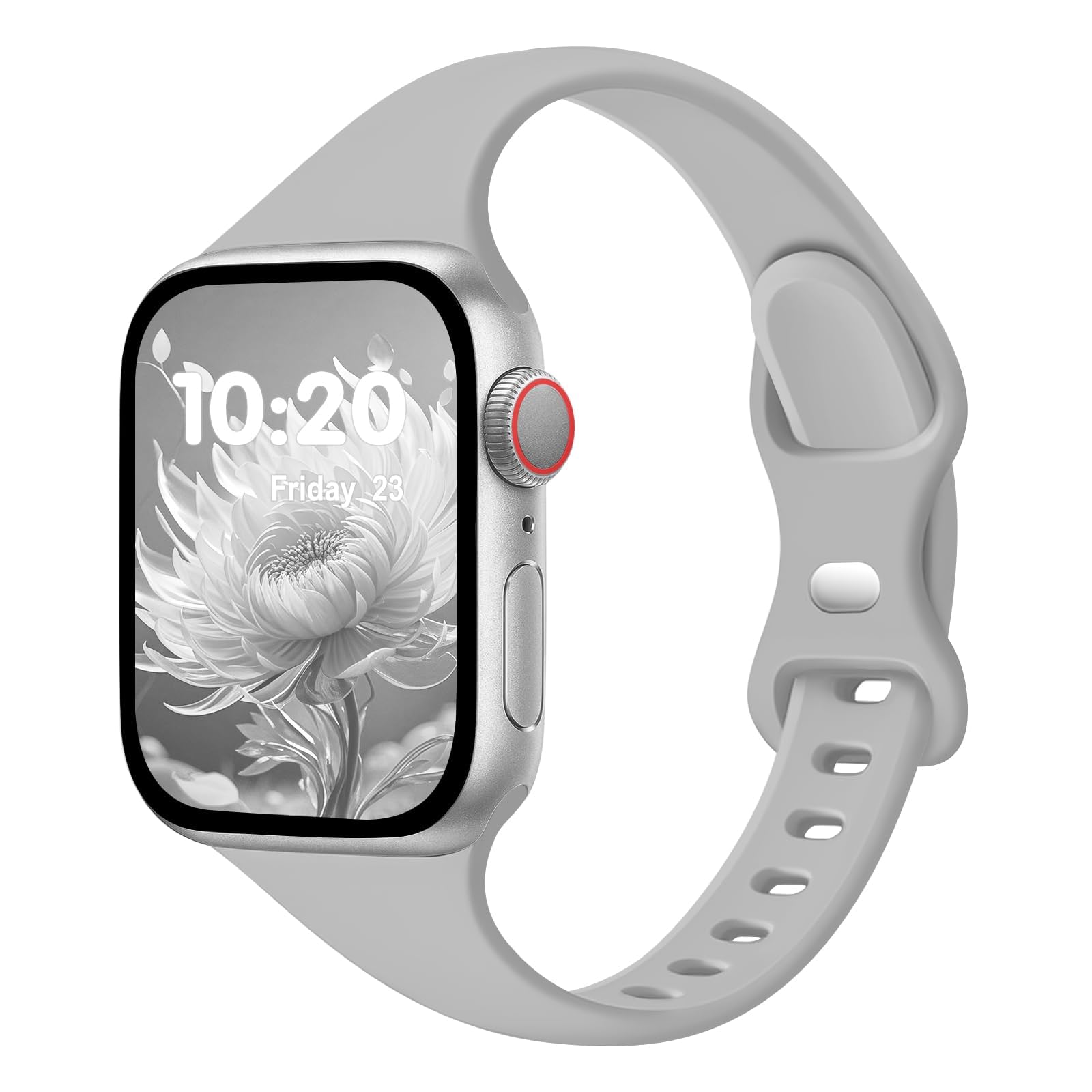 Slim Band Compatible with Apple Watch Bands 38mm 40mm 41mm 42mm 44mm 45mm 49mm for Women Men,Soft Thin Narrow Silicone Sport Strap Wristbands for iWatch Series12 11 10 9 8 7 6 5 4 3 2 1 SE Ultra/Ultra 2 Gray