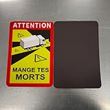 2 pegatinas de humor para coche 'come tus muertos' – panel de atención parodica – adhesivo de vinilo resistente, camión/motocicleta, tuning, regalo divertido (25 x 17 magnético)