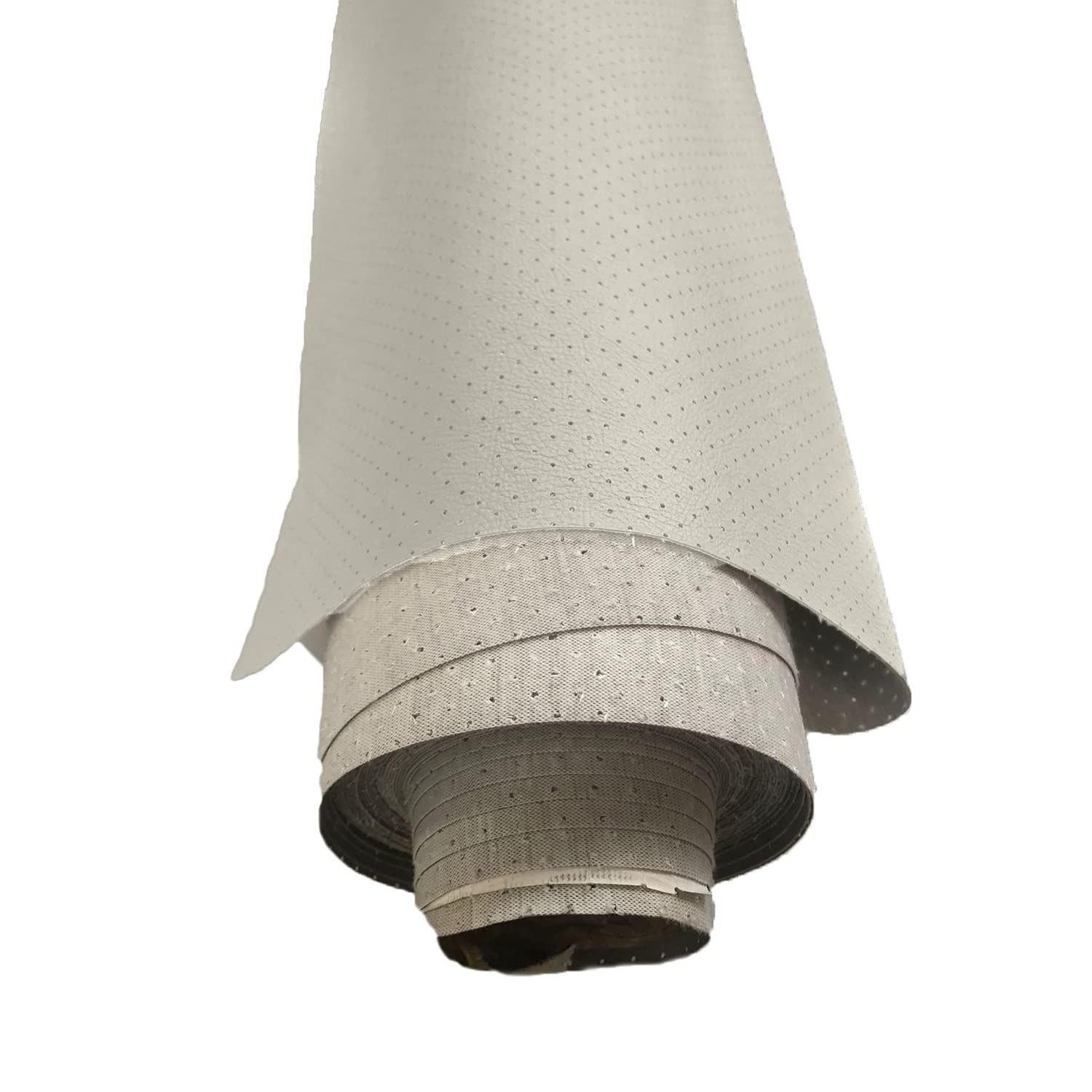 Perforated Leatherette Vinyl Fabric – Headlining Auto Material for Automotive – Upholstery Faux Leather for Camper Vans – Caravan Cloth Cars and Van Conversions (Ivory - 1 Meter x 138cm)