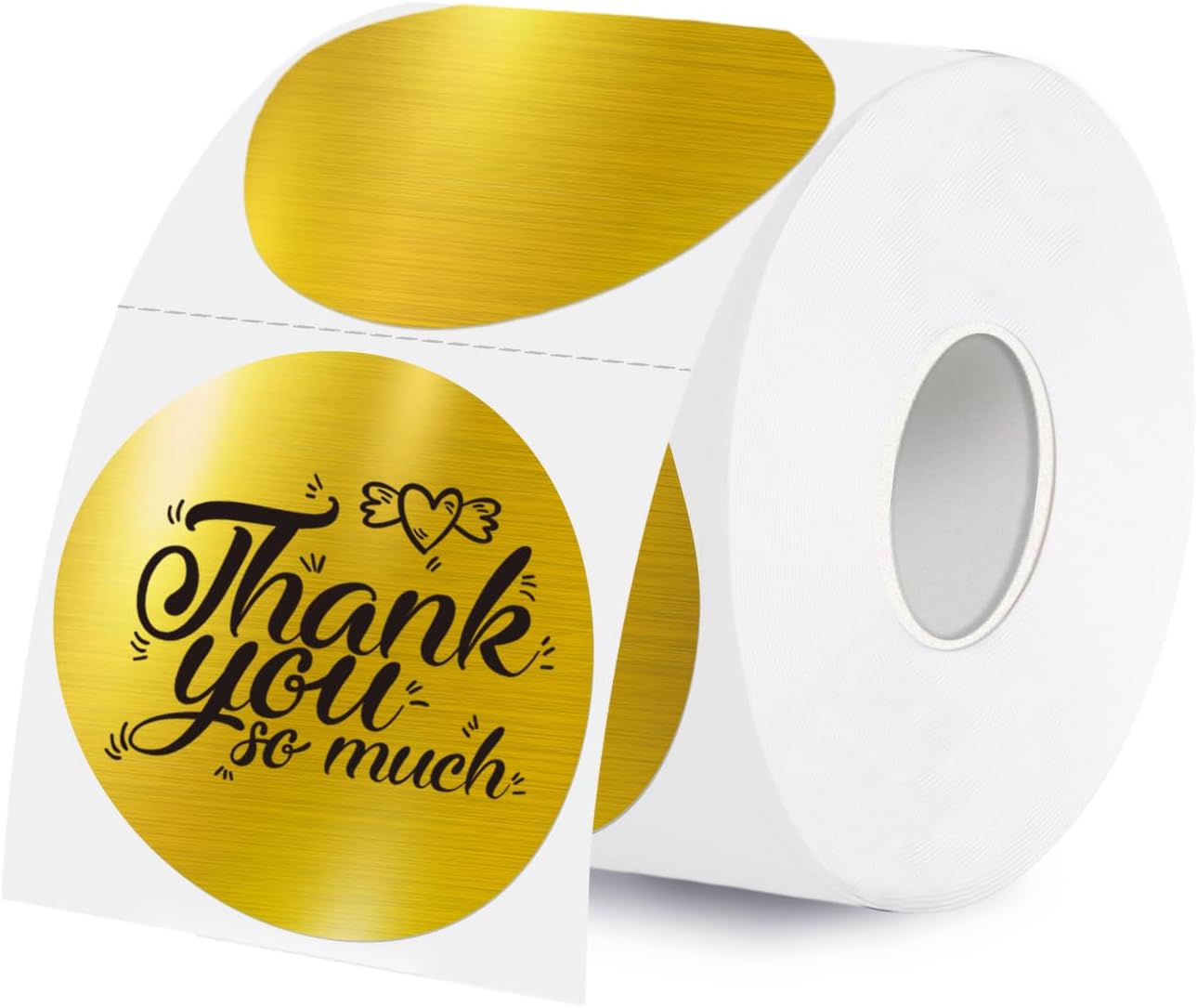 WANGHENG 2 Inch Holographic Thermal Labels,Gold Round Thermal Printer Labels,Printable Round Thermal Printer Labels Self-Adhesive Direct Thermal Label(300 Labels/Roll Gold)