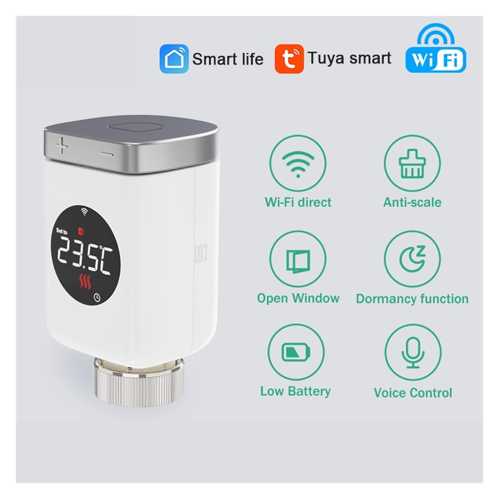 Attuatore For Valvola Termostatica Wi-Fi Intelligente, Regolatore Di Temperatura Del Riscaldamento, Smart Life(TRV801W 4PCS)