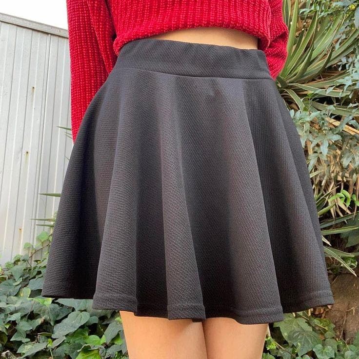 Women's Skater Skirt, Black, Flared A-Line Mini Skirt-picture-31