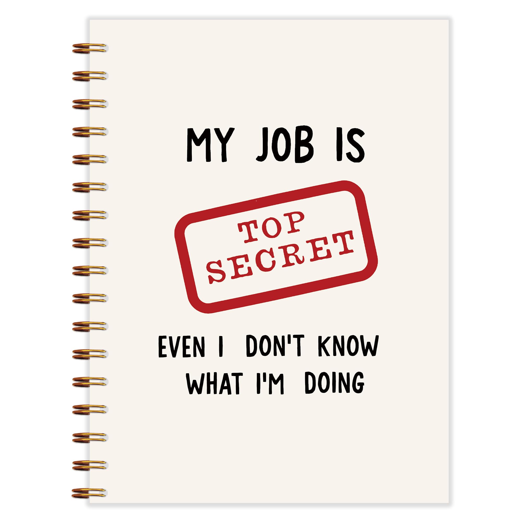 Qnhij Funny Office Spiral Notebook 5.5x8.3, Funny Work Journal Notebook for Women Men Coworkers, Office Humor Gifts Journals for Writing, My Job Is Top Secret Notebooks for Note Taking