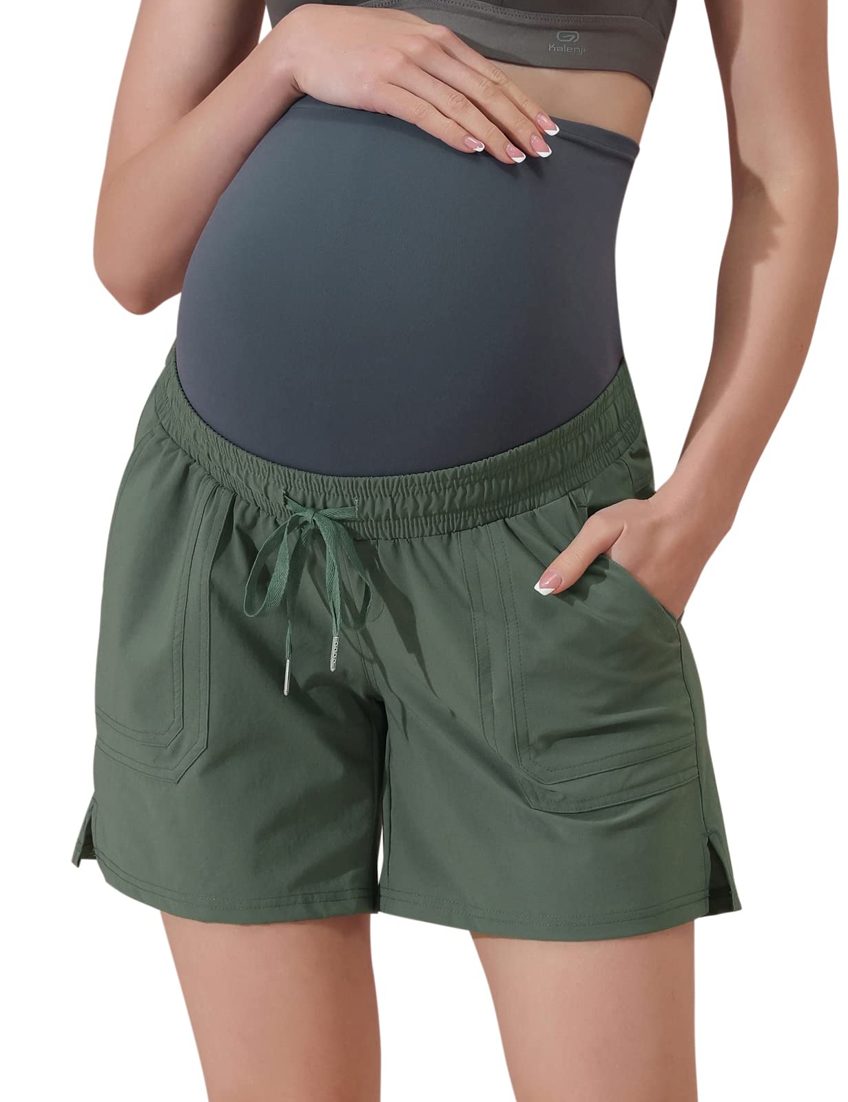 Maacie Pantaloncini Premaman da Donna ad Asciugatura Rapida, Traspiranti e Sportivi, con Tasche per la Fodera