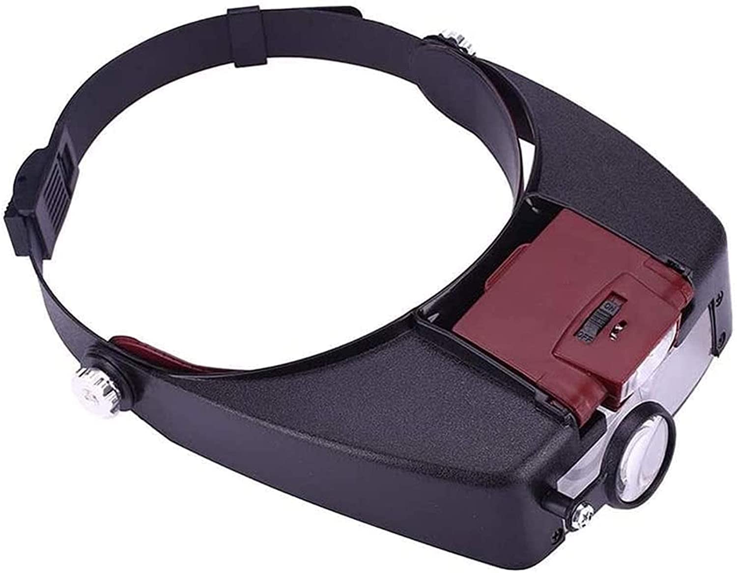 Kopfbandlupe, beleuchtete Vergrößerungsbrille mit Kopfhalterung, verstellbare Juwelier-Kopfbandlupe mit beleuchteter Vergrößerungslinse und 2 LED-Lichtblenden zum Lesen von Schmuck