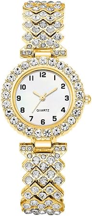 BESTKANG Women Diamond Watch Luxury Fashion Ladies Bangle Bracelet Set Wrist Watch Women Dress Watch,01 Gold,Luxury Stylish