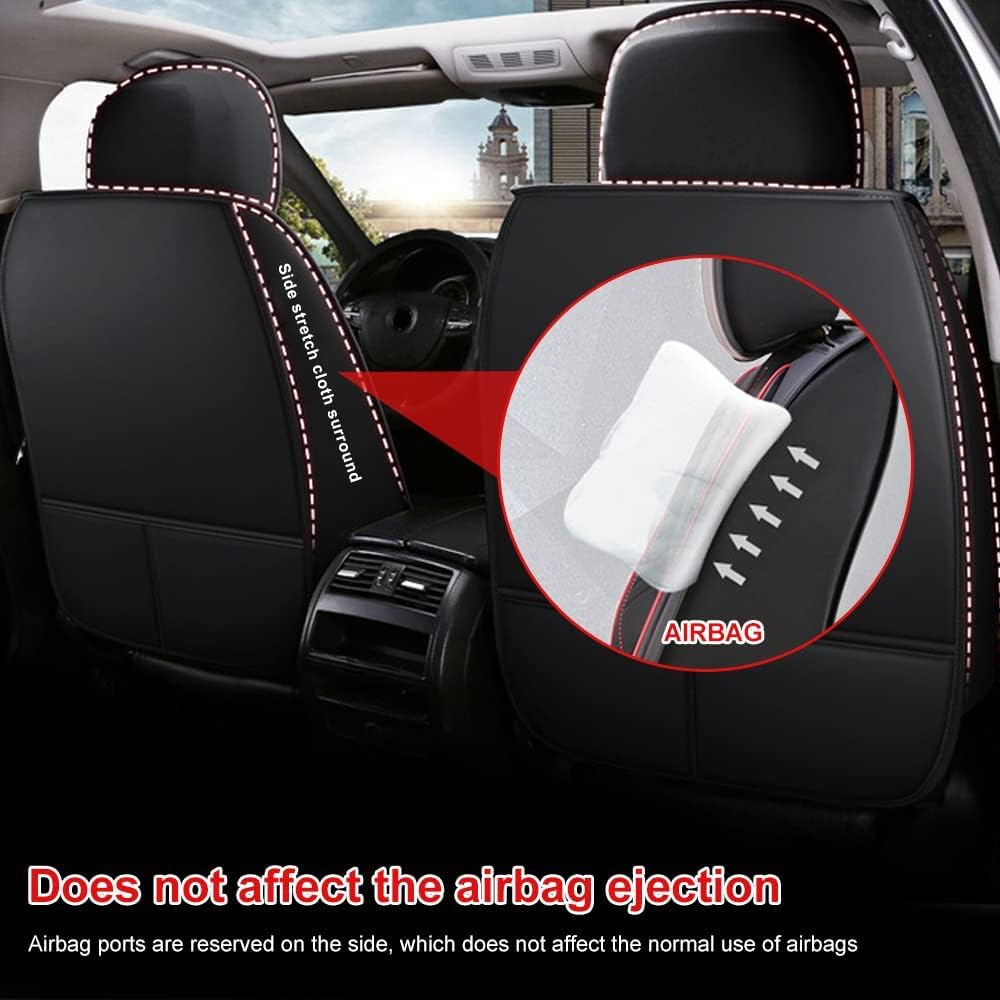 Vordersitze Set Auto Sitzbezüge für Smart EQ ForFour, Leder Atmungsaktiv Verschleißfest Schonbezug Autositz Wasserdicht rutschfest Vordersitze,C Black