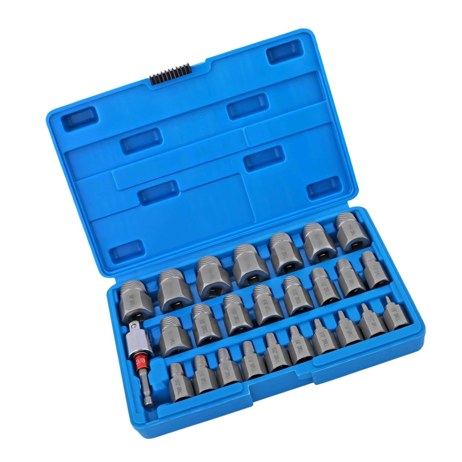 Tsophreniq 27Pcs Hexagonal Brokend Screw Extractor Set High Strength Alloy Steel For Rusted Bolts Removal With Storage Case Fast Release Ruptured Fastener Equipment