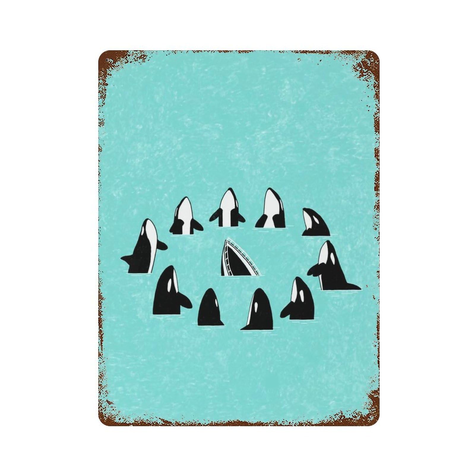 Whale War Vintage Rust Metal Sign 15.7"x11.8", Retro Wall Decor for Garage, Pub Or Kitchen