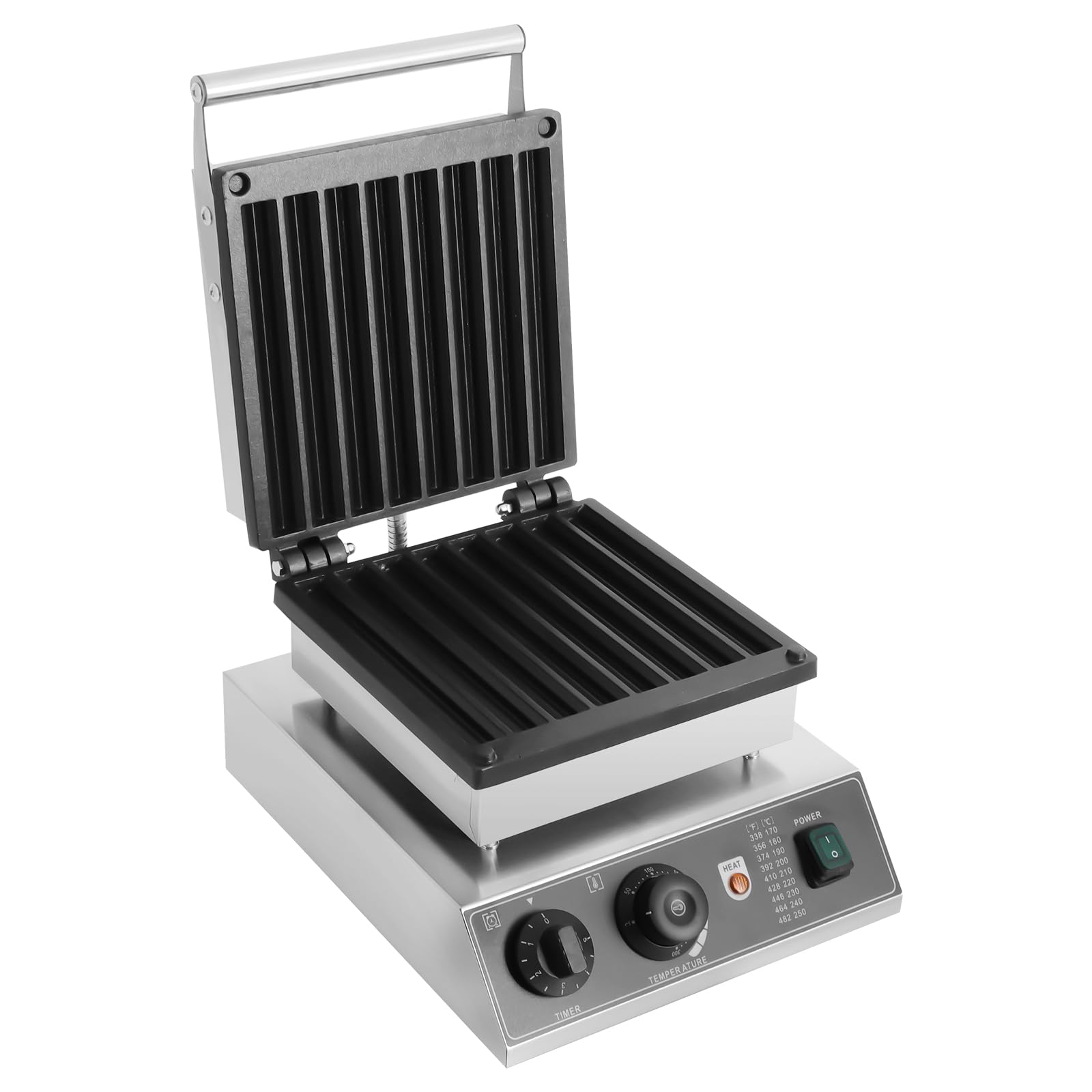 8 Churro Maker Machine, Nonstick Commercial Churros Maker with Intelligent Control, 1750W Stainless Steel Electric Churros Maker, Non-slip Feet, Temperature Comparison Chart, LED, Silver