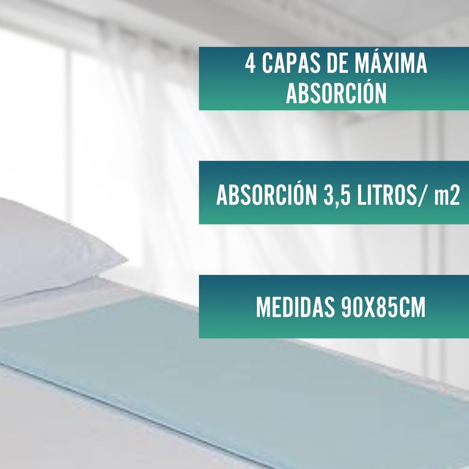 OrtoPrime Pack 2 Empapadores Cama Adultos Lavables Absorbentes 3,15 litros/m2 - Más de 200 Lavados - Impermeables 4 Capas - Bebe Protector con Alas 90 x 85