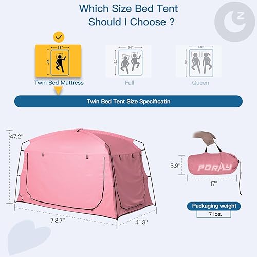 Miniatura 4 de Bed Tent,Portable Privacy Sleeping Bed Canopy,Blackout 90% Drapes for Kids and Adult,Indoor Space Tent with Breathable Large Mesh Windows