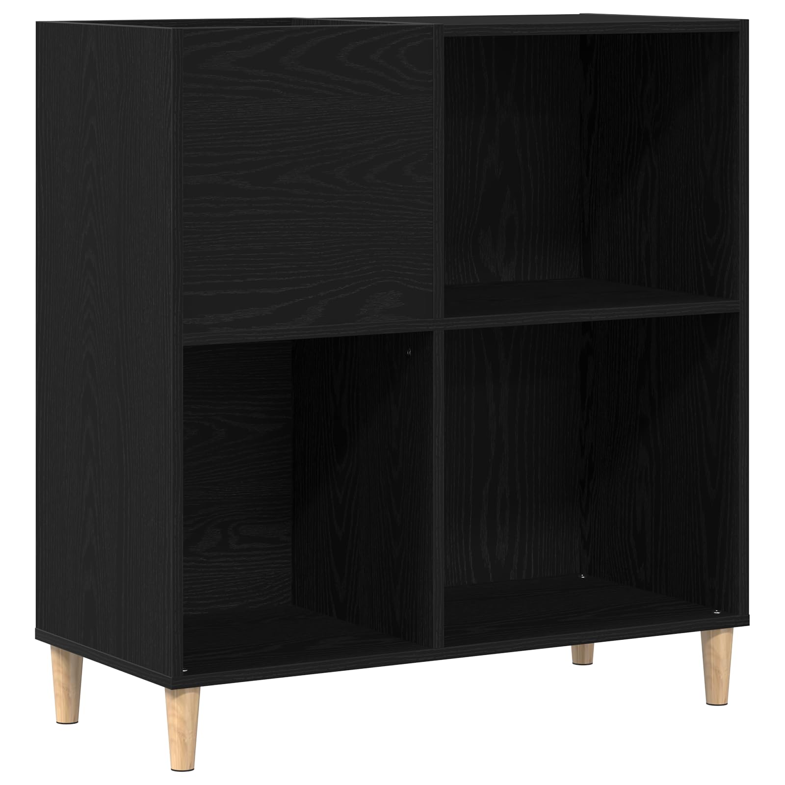 Armadietto per vinili, effetto rovere, 84,5 x 38 x 89 cm, moderno scaffale per vinili, in legno, beige, con ripiani per soggiorno, conservazione urbana