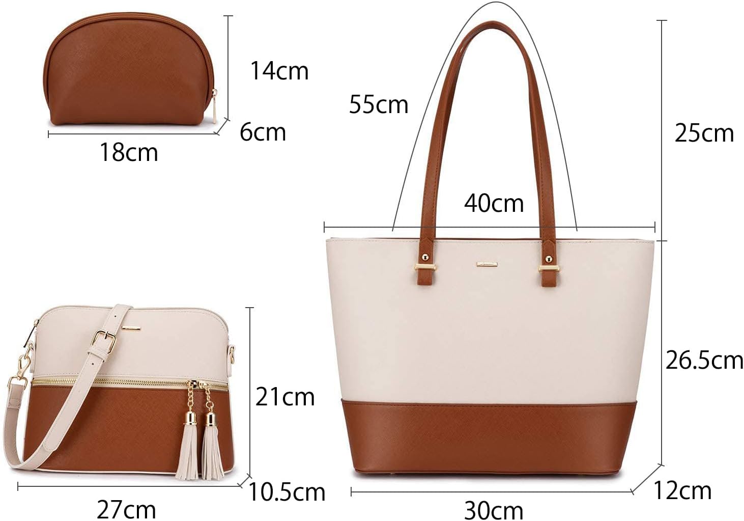 [LOVEVOOK] バッグ レディース トートバッグ ショルダーバッグ ハンドバッグ 通勤 鞄女性用 3点セット 切り替え色 底鋲 a4 ビジネス 入学式 誕生日プレゼント クリスマス