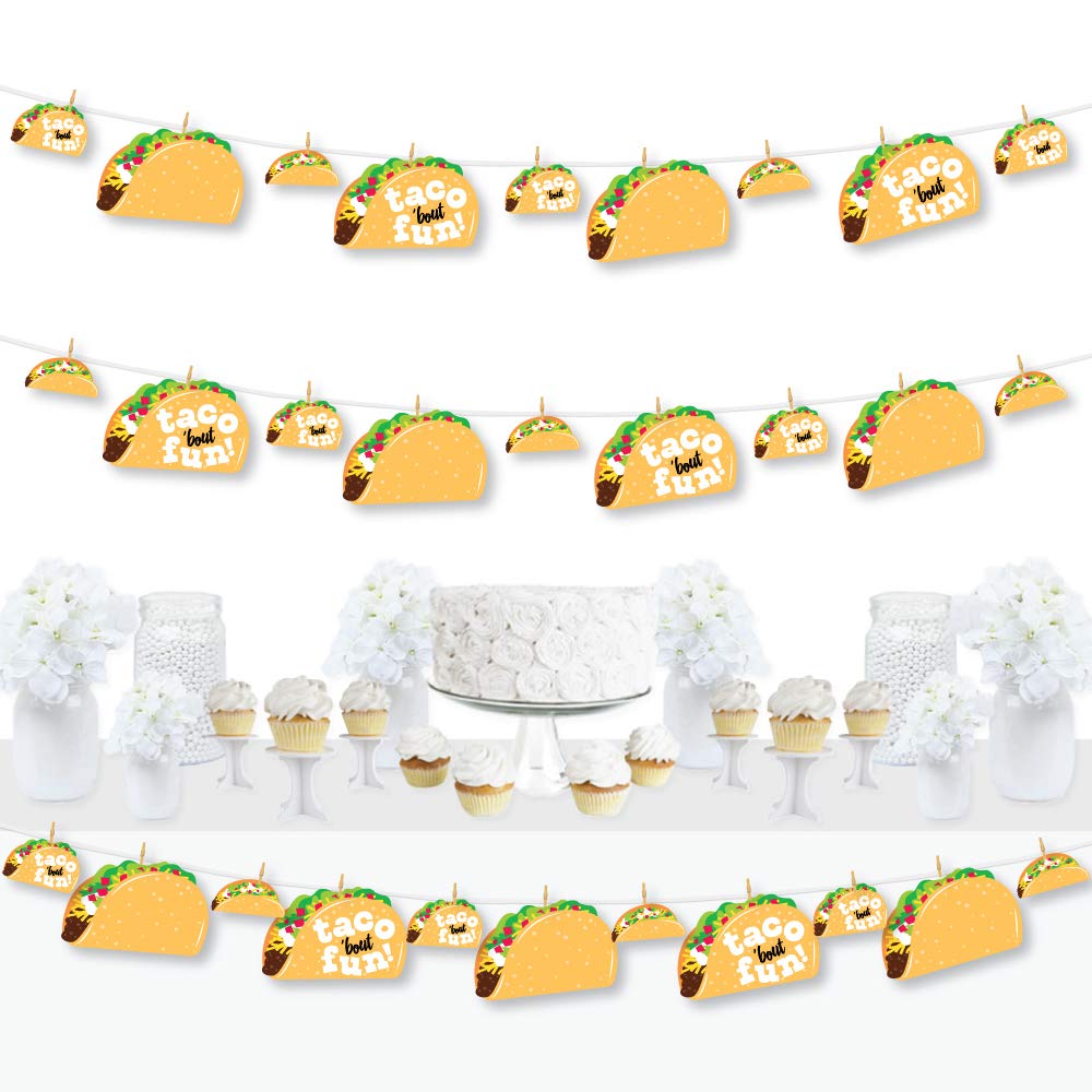 Big Dot of Happiness Taco ‘Bout Fun - Mexican Fiesta DIY Decorations - Clothespin Garland Banner - 44 Pieces