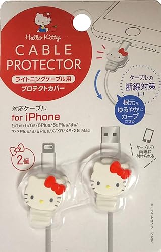 Friend Sanrio Hello Kitty - Protector de cable para teléfonos celulares, 2 piezas, juego para iPhone (cable Lightning)