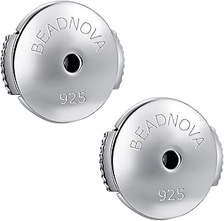 BEADNOVA Locking Earring Backs 925 Sterling Silver Secure Earring Backs Locking Earring Backs for Studs Secure Replacement (2pcs)