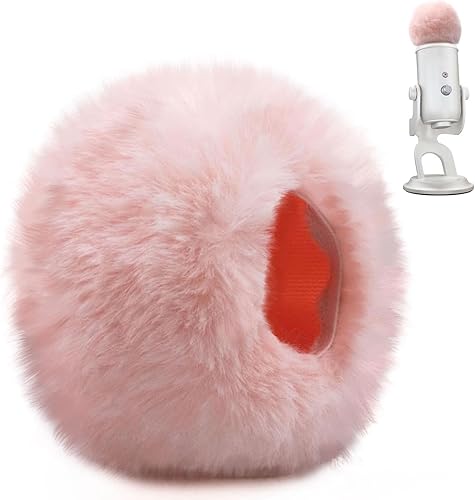 Pop Filter for Blue Yeti Mic, Pink Windscreen Furry Microphone Cover, Fuzzy Mic Sleeve for Blue Yeti, Anti-Pop Air Protection