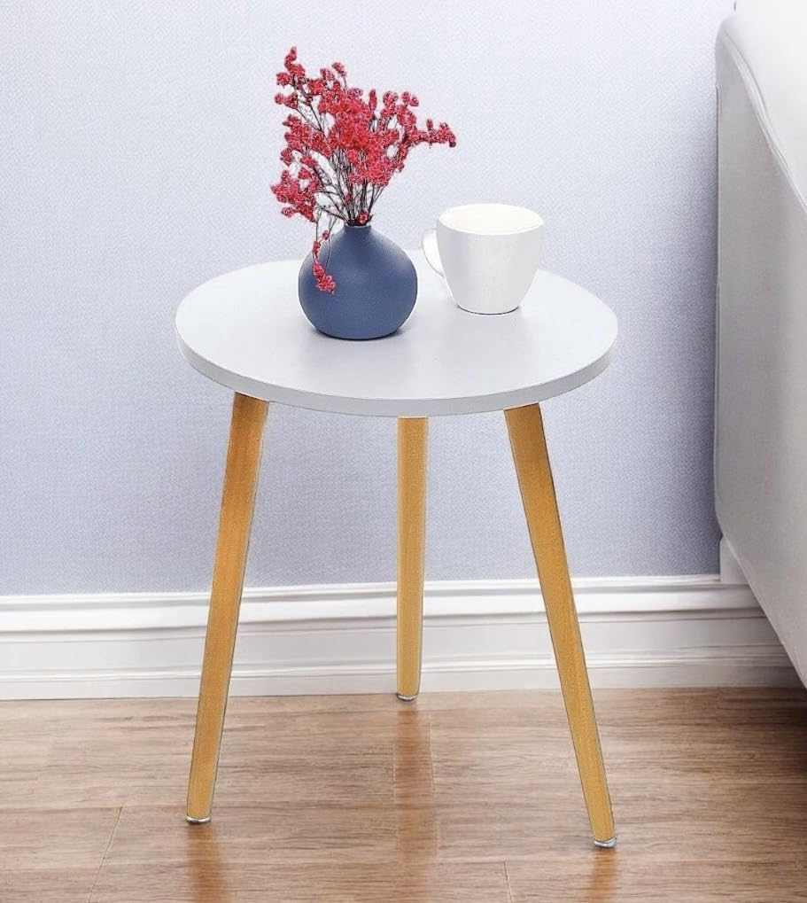 Small Wooden Stool End Table 12 Inches Height, Foldable, White Color Rustic Plant Stand Table,Multipurpose Accent Stool,Compact Wood Side Table for Living Room, Bedroom,or Indoor-image-12