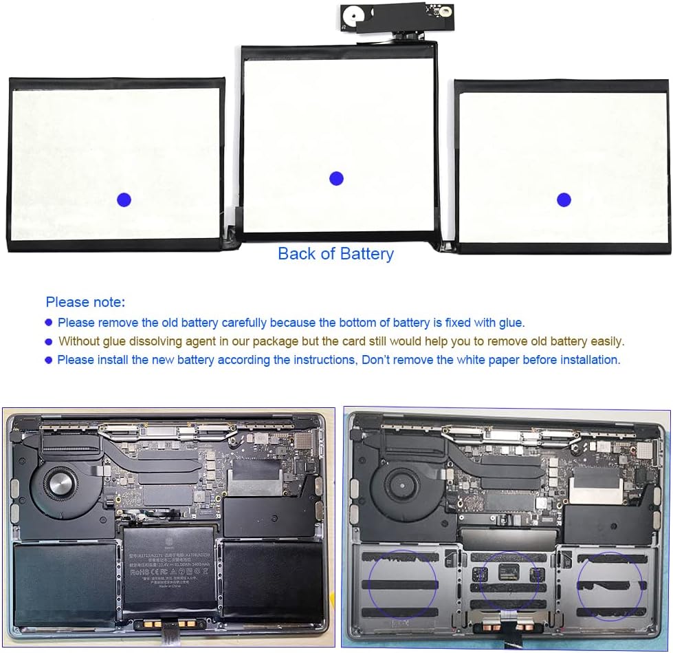 MacBook Pro A1708 Battery A1713 for MacBook Pro 13 Inch A1708 Late 2016 Mid 2017 (EMC 2978 3164), A2171 Laptop Replacement Battery for MacBook Pro 13 Inch A2159 (2019) A2289 (2020) A2338 (2020)