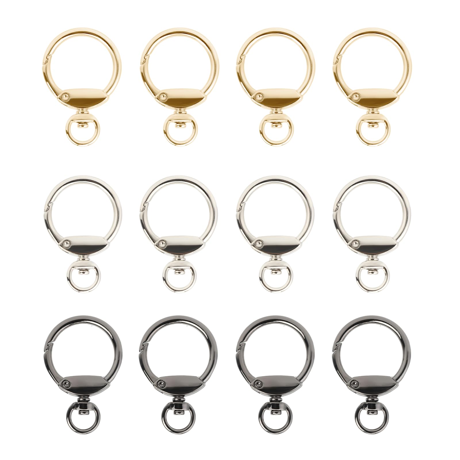 12pcs Round Spring Snap Hooks Swivel Ring Carabiner Clips Eyelet O Rings Buckle for Bags Belts Keychain Purses DIY Accessory (Multicolor)-image-8