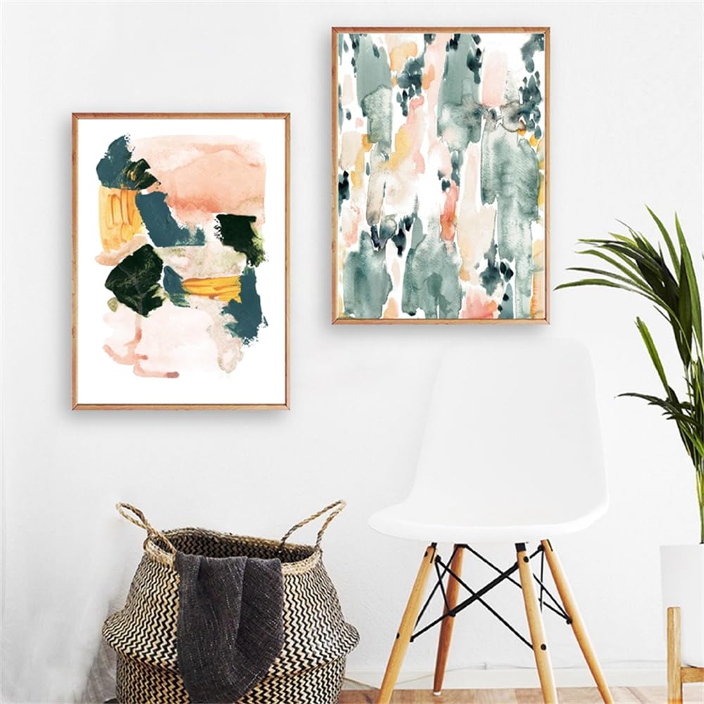 WUHBCZ Pictures,Abstract Pastel Art Canvas Painting Neutral Wall Pictures Watercolor Art Posters and Prints Bedroom Office Home Wall Decoration Artwork-40 * 60cm*2PCS (No Frame)
