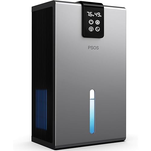 Dehumidifier for Home, 98OZ Tank Water,(1000 sq.ft) Dehumidifier for Bathroom,Badroom,Basement with Auto Shut Off, Defrosting mode, 7 Color LED, Gray
