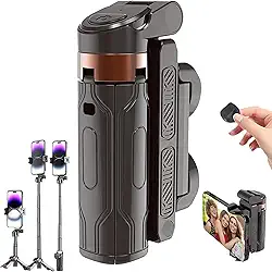Mini tripé de bastão de selfie, 2025 novo tripé flexível mini JJ02 com controle remoto destacável, rotação de 360° tripés para selfies, vlogs, fotografia de paisagem