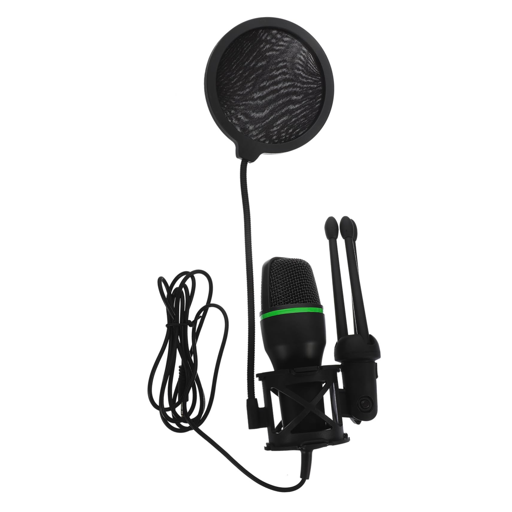 Yardwe 1Set Gaming USB Condenser Microphone for Noise Reduction Mic with Bracket Durable Design for Streaming Recording Studios Podcasts Black