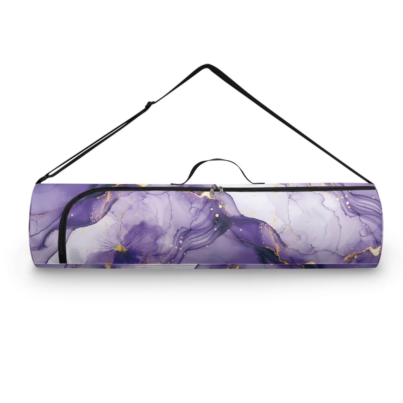 Pzuqiu Purple Marble Yoga Mat Bag for Women & Men Travel Yoga Gym Bag for Thick Exercise Yoga Mat Full-Zip Yoga Mat Carrier Bag for Class Workout Park with Adjustable Strap
