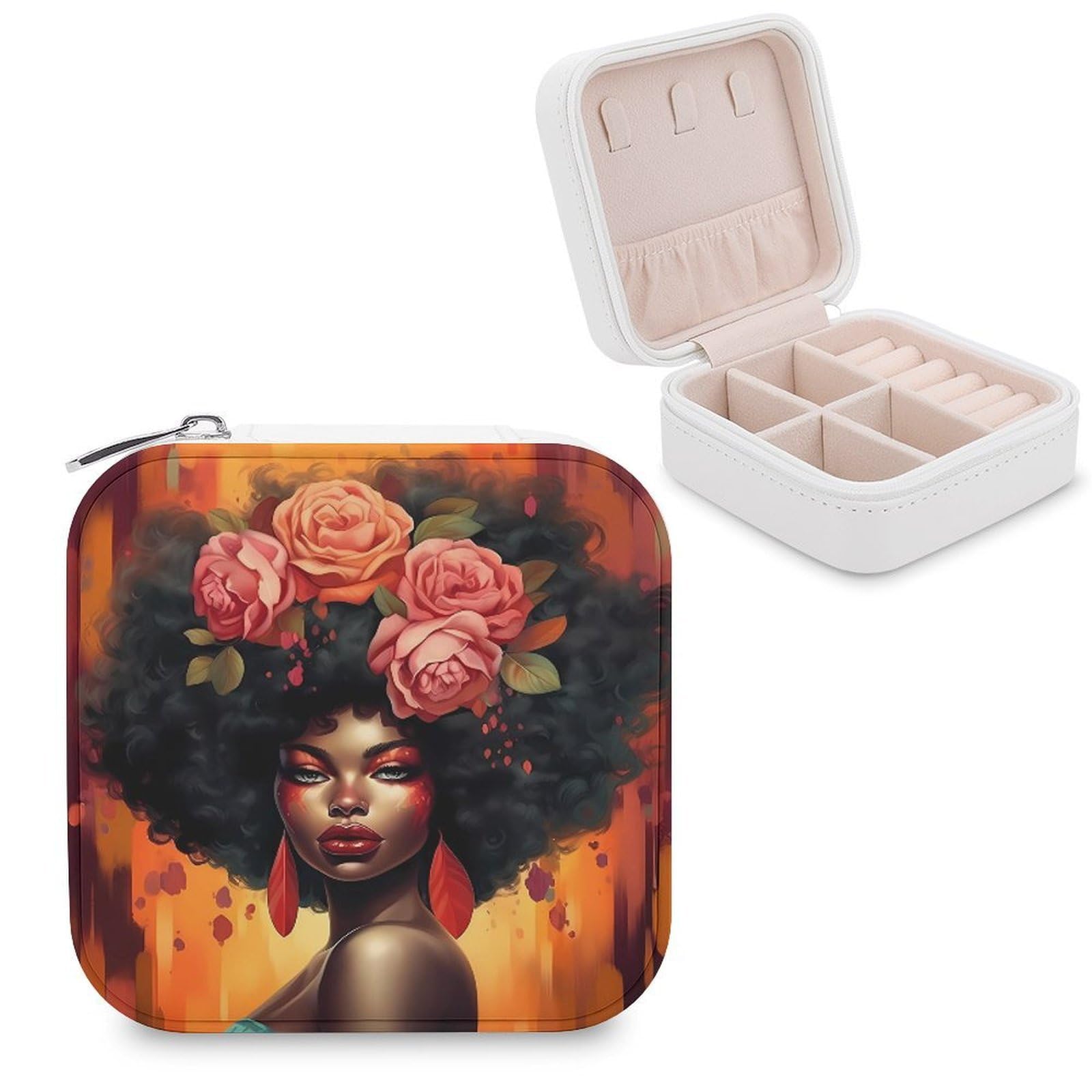 CUTJMDNGH African American Women Jewelry Box for Women Jewellery Case Organizer Storage Boxes Craft