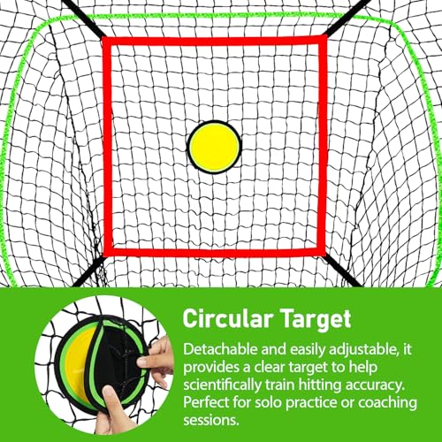 6x6FT Baseball Net, Baseball & Softball Training net with Batting Tee, Strike Zone & Circular Target and Weighted Ball, Portable Design with Compact Storage,Great for Kids - Image 6