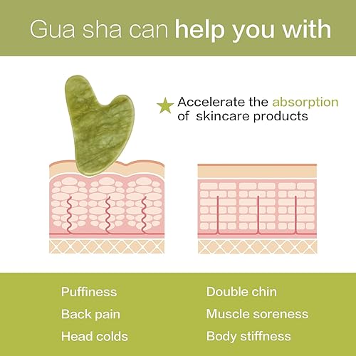 Miniatura 5 de Gua Sha Herramientas faciales, herramienta de guasha de jade para cara y ojos, reducción de la hinchazón y esculpir la línea de la mandíbula para el