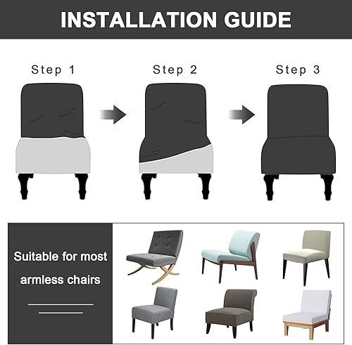 Miniatura 3 de Armless Chair Slipcover, Stretch Velvet Accent Chair Cover for Dining Chair, Removable Wingback Chair Slipcover and Washable Furniture Protector