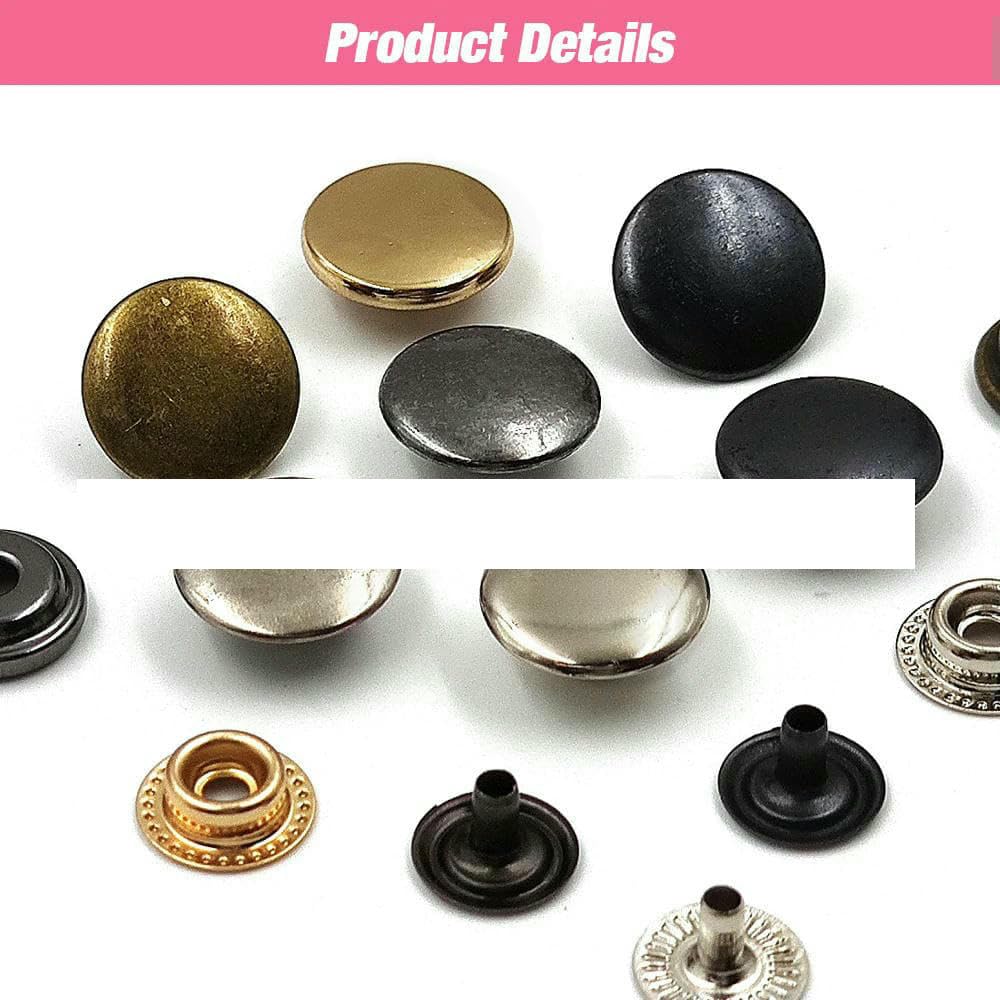 Kit de botones a presión de metal con alicates de instalación de broches para prendas de vestir, bolsos, zapatos, artículos de cuero, D03
