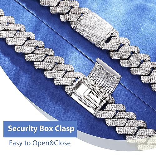 Image of Ucciyo 20MM Cuban Link Chain for Men Iced Out Miami Cuban Necklace 18k Gold Plated 5A+ Zicron 10MM /12MM /14MM /20MM Iced Out Chain Gold /Silver Bling Luxury Hip Hop Jewelry For Women Men