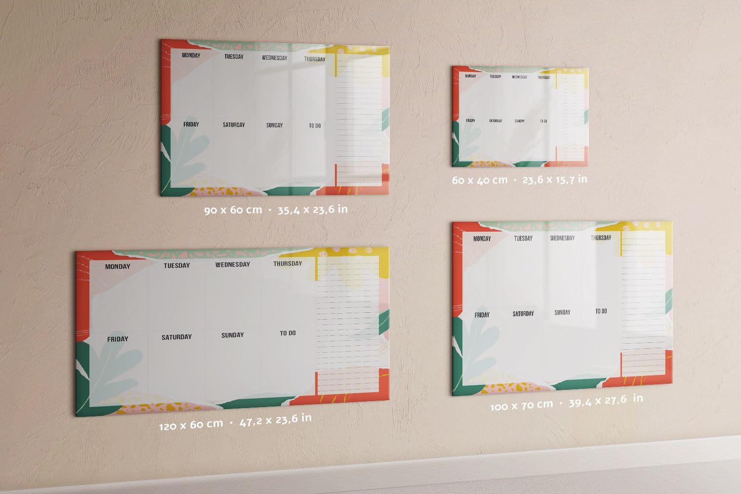 Lavagna Magnetica Elegante in Vetro | Kit Completo con Magneti Neodimio, Pennarello e Pulitore | Perfetta per Ufficio e Casa - 90x60 - Agenda settimanale base