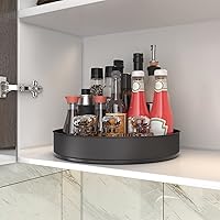Vista 3 de VAEHOLD Lazy Susan - Estante giratorio de acero inoxidable negro para armario de despensa, bandejas decorativas, contenedores de almacenamiento