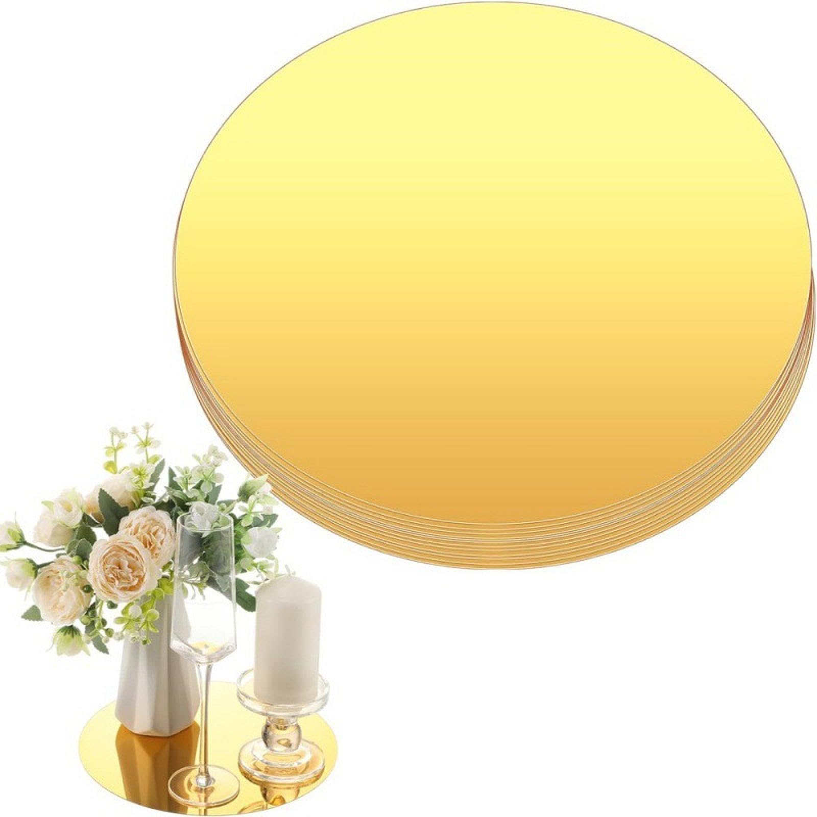 rockible Bandejas Redondas de Espejo de 2x3x para Centros de Mesa, Bandejas Decorativas de Espejo, Plato Redondo de Espejo Acrílico Decorativo para Adorno, 5 Piezas