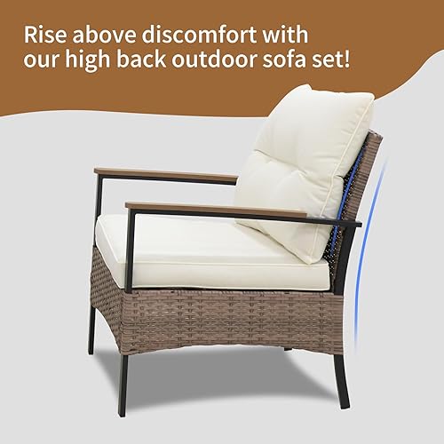 Miniatura 7 de COOS BAY Sunset Haven - Juego de muebles de patio para exteriores, juego de conversación al aire libre, sofá de mimbre de ratán, sofá biplaza, 2